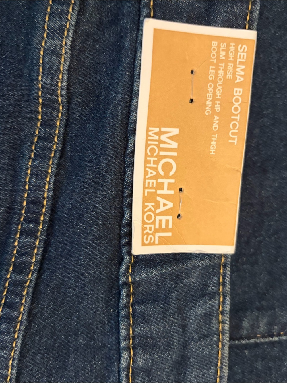 Michael Kors Dark Blue Straight Leg Jeans with Studded Pocket - Picture 6 of 7